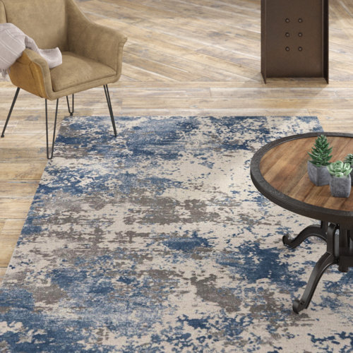 Mercury Row® Kathleen Abstract Blue/Gray/Cream Area Rug & Reviews Wayfair